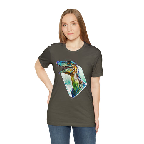 Stained Glass Velociraptor - Short Sleeve Tee